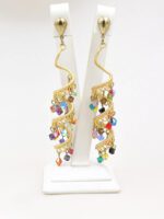 Altın Kaplama Helezon Renkli Küpe