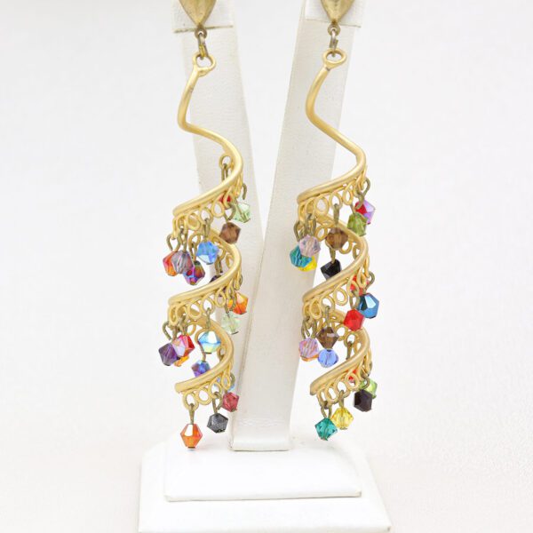 Altın Kaplama Helezon Renkli Küpe