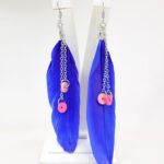 Sallantılı Saks Mavisi Tüy Küpe