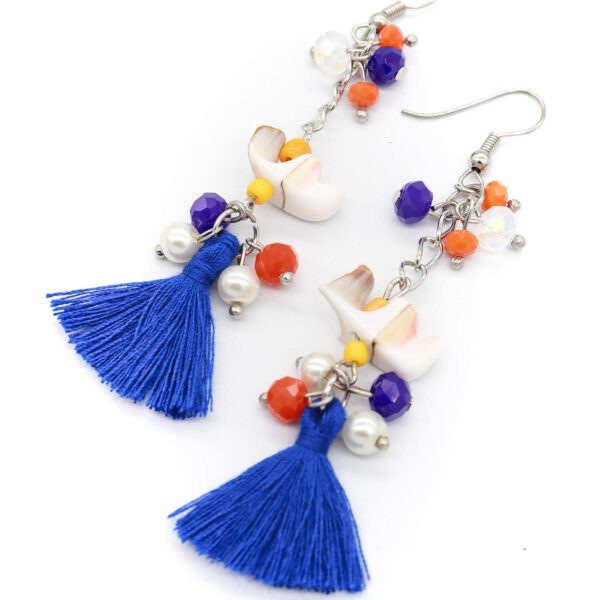 Deniz Kabuk Salkım Püsküllü Küpe