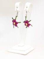 Mor Papatya İğne Oyası Küpe - Görsel 2