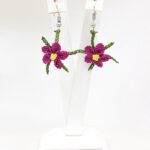 Mor Papatya İğne Oyası Küpe