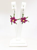 Mor Papatya İğne Oyası Küpe