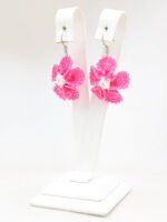 Pembe Papatya Tığ İşi Küpe - Görsel 2