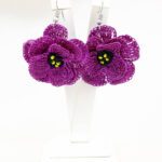 Mor Menekşe Tığ İşi Küpe