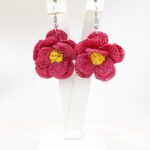 Pembe Menekşe Tığ İşi Küpe