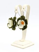 Antik Yeşil Menekşe Tığ İşi Küpe - Görsel 2