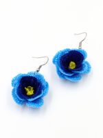 Mavi Menekşe Tığ İşi Küpe - Görsel 2