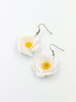 Beyaz Menekşe Tığ İşi Küpe - Görsel 2