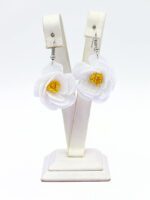 Beyaz Menekşe Tığ İşi Küpe