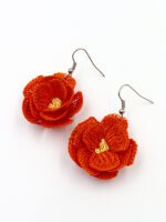 Kırmızı Menekşe Tığ İşi Küpe - Görsel 2