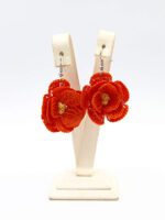 Kırmızı Menekşe Tığ İşi Küpe