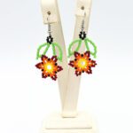 Kırmızı Çiçek Kum Boncuk Küpe