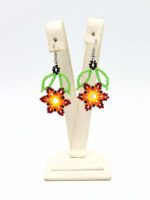 Kırmızı Çiçek Kum Boncuk Küpe