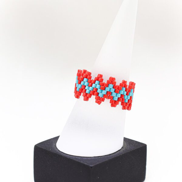 Zikzak Kırmızı Miyuki Yüzük