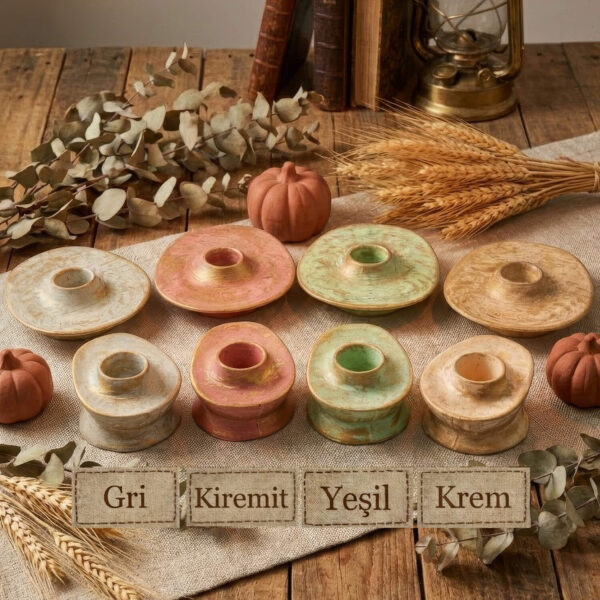 Yaldızlı Gestalt 2'li Şamdan Mumluk + 2 Adet Mum (Seçenekli)