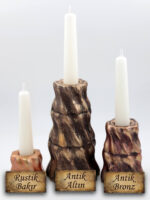 Dekoratif 3'lü Eskitme Şamdan Mumluk Seti (Seçenekli) - Görsel 2