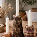 Dekoratif 3'lü Eskitme Şamdan Mumluk Seti (Seçenekli)